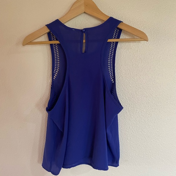 PacSun LA Hearts Cobalt Blue Cutout Racerback Tank Blouse, L - Picture 3 of 3